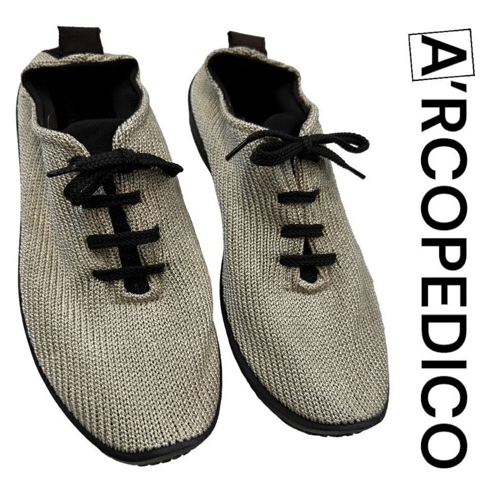 Arcopedico LS Women's Lace Up Vegan Knit Comfort Sneaker Shoes Beige Tan Size 41